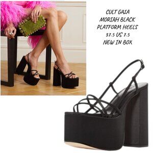 BRAND NEW IN BOX CULT GAIA MORIAH BLACK PLATFORM HEELS SANDALS 7.5/ 37.5